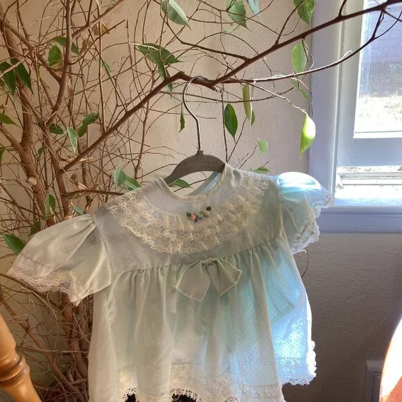 18 month blue dress Lito M743 Light Blue Cotton Seersucker Dress W/ Smocked Waist - Size: 12-18M main image 1